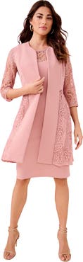 Roaman's Stretch Paisley Lace Jacket Dress