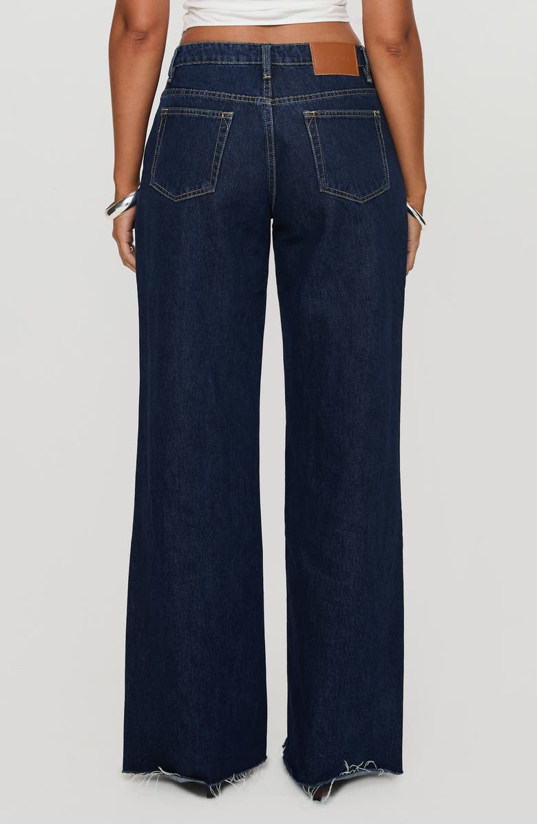 Princess Polly Darla Raw Hem Low Rise Straight Leg Jeans, Alternate, color, Dark Wash