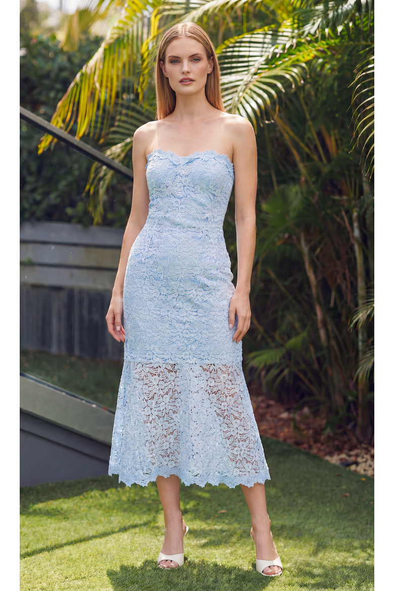 Makaia Two Tone Lace Dress, Alternate, color, Light Blue/White