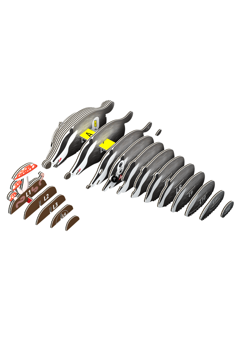 Badger 3D Puzzle, Alternate, color, No Color