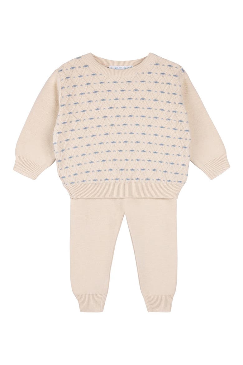 Heirloom Lattice Sweater & Pants Set, Main, color, ECRU/ V BLUE