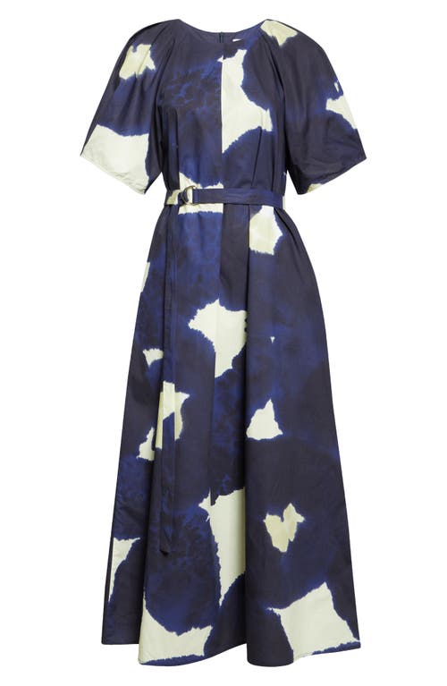 Marimekko Juhlinta Kehaukka Puff Sleeve Cotton Maxi Dress In Blue