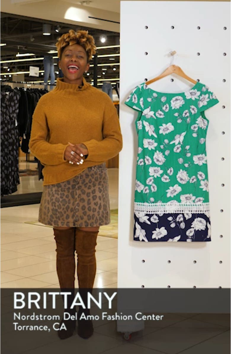 Floral Print Stretch Cotton Shift Dress, sales video thumbnail