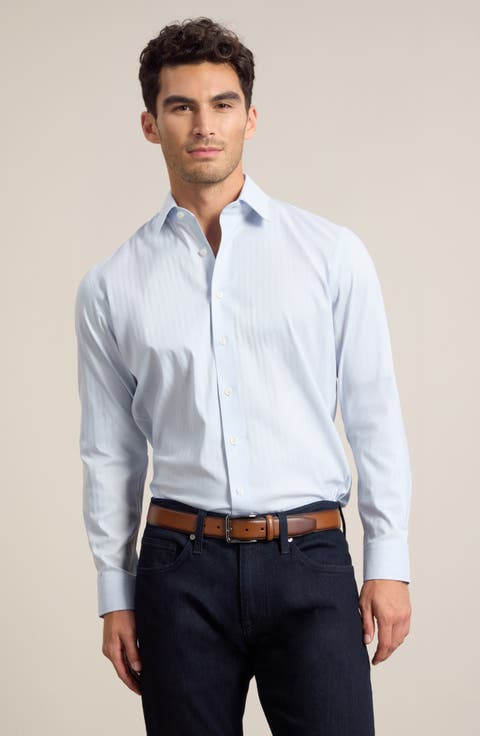 Trim Fit Performance Herringbone Shirt