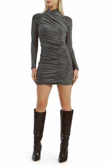 Bardot Evalina Long Sleeve Metallic Minidress
