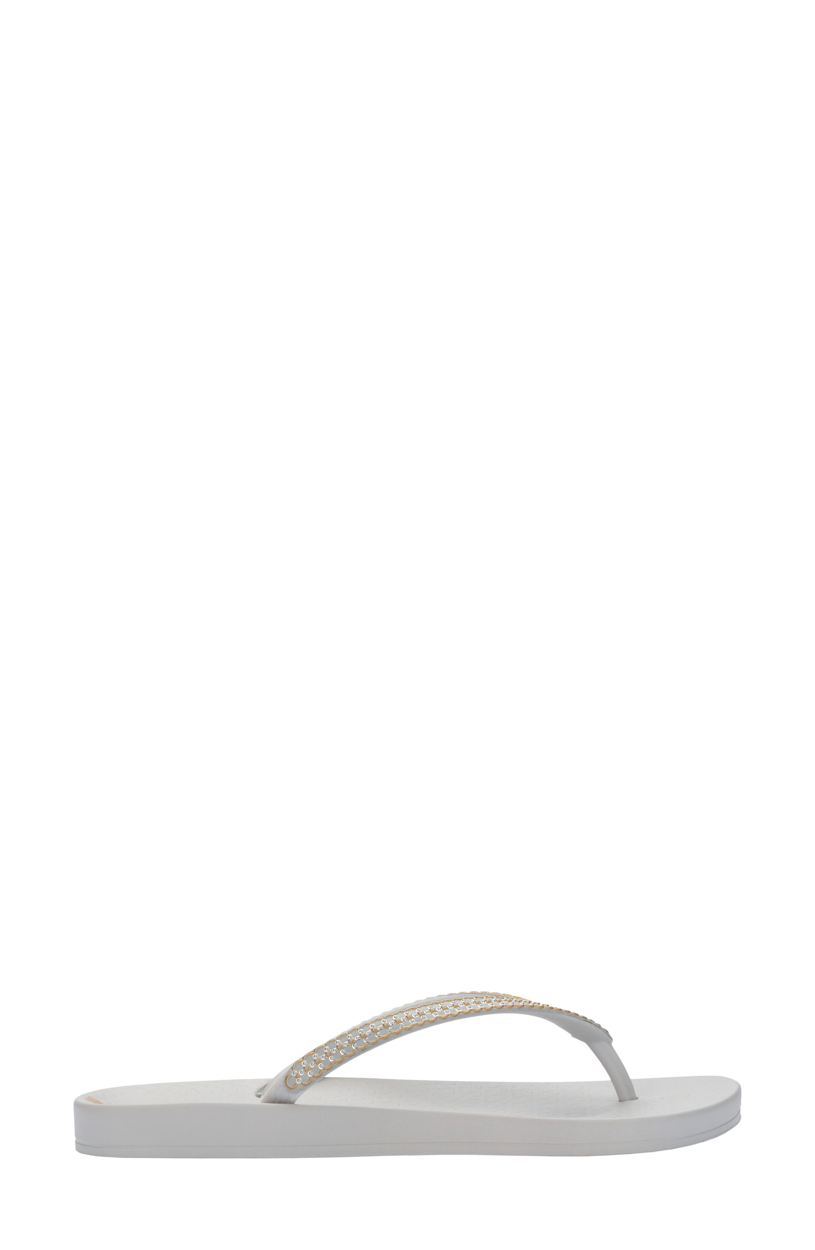 Ipanema Crystal Mesh Flip Flop, Alternate, color, Grey/ Gold