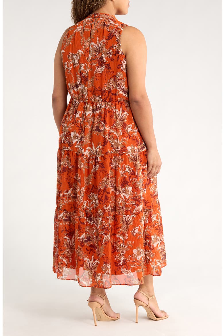 Sleeveless Mock Neck Maxi Dress, Alternate, color, RUST MULTI