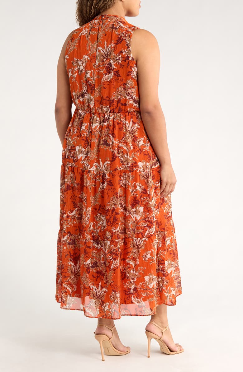 Julia Jordan Sleeveless Mock Neck Maxi Dress, Alternate, color, Rust Multi