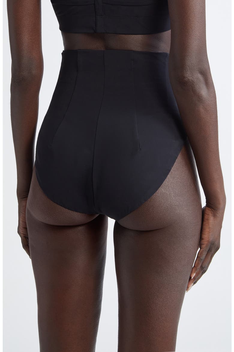 Dirt Brief High Waist Bikini Bottoms, Alternate, color, BLACK