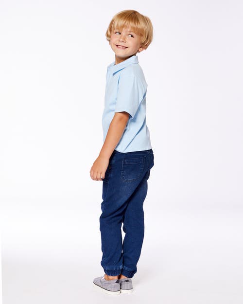 Deux Par Deux Little Boy's French Terry Denim Jogger Pant Dark Denim Blue In Dark Denim Blue