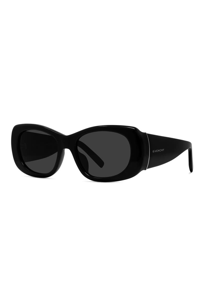 53mm Geometric Sunglasses, Alternate, color, SHINY BLACK / SMOKE