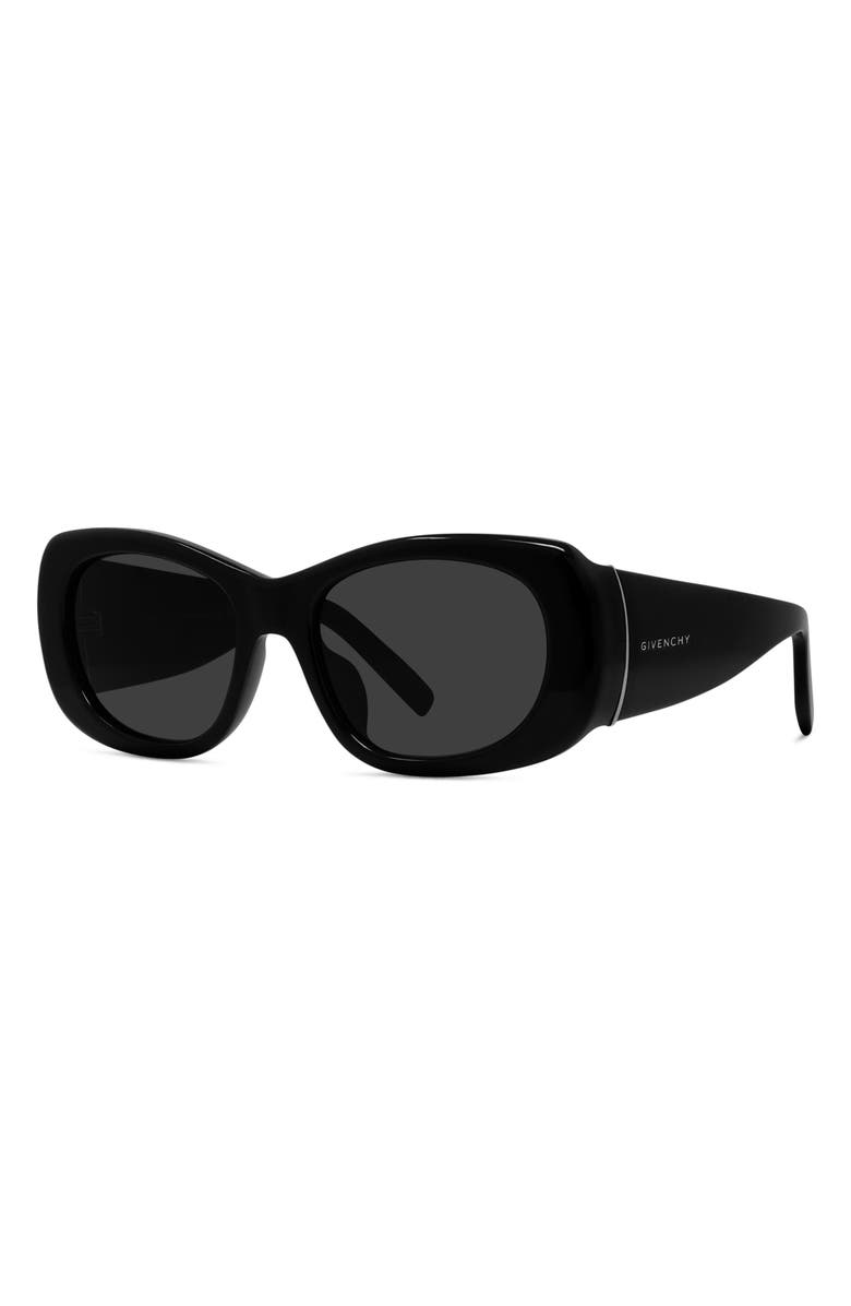 Givenchy 53mm Geometric Sunglasses, Alternate, color, Shiny Black / Smoke