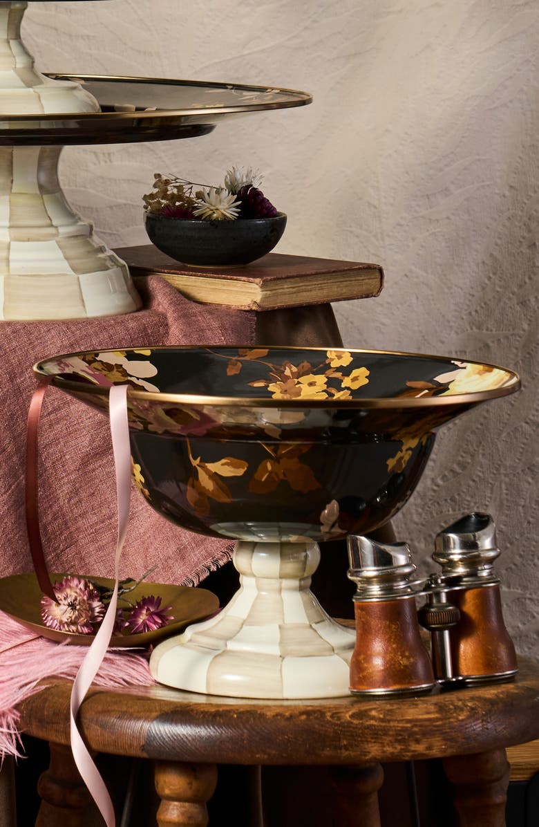 MACKENZIE CHILDS Wild Rose Large Compote Bowl, Alternate, color, Multi Black