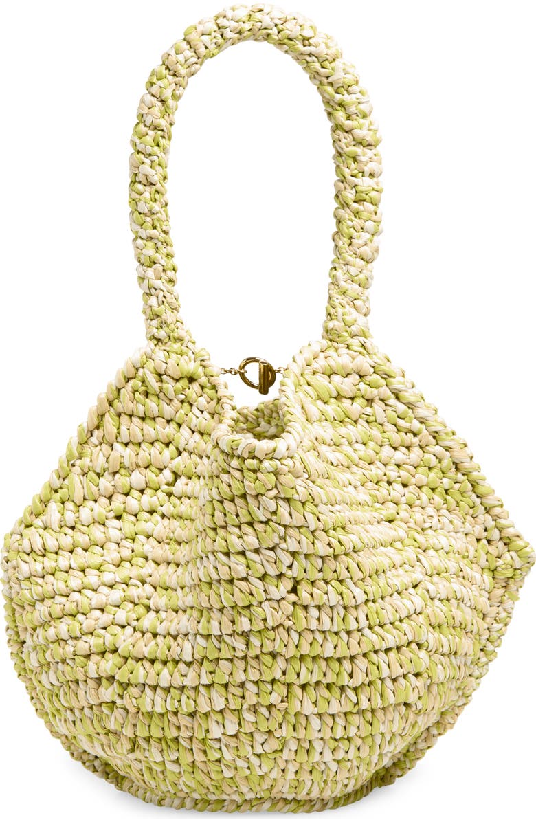 Khaite Mini Lotus Raffia Tote, Alternate, color, Citron / White