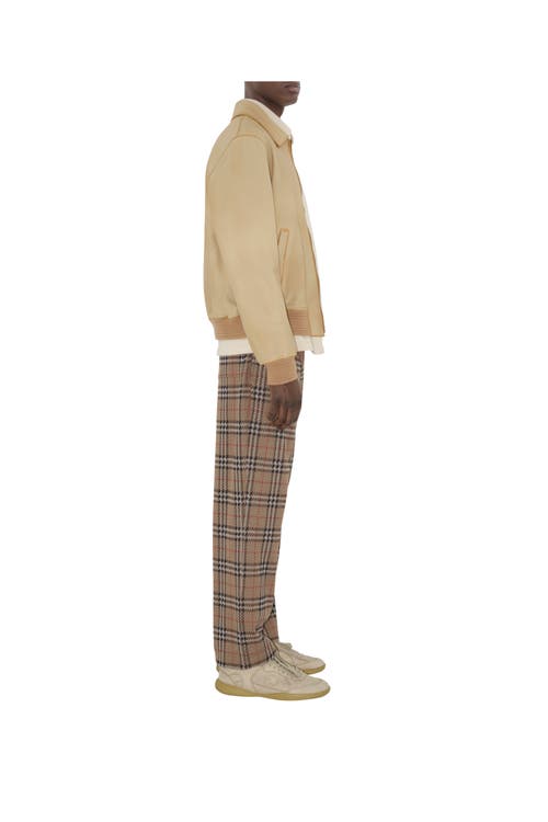 Burberry Check Cotton Blend Track Pants In Nut