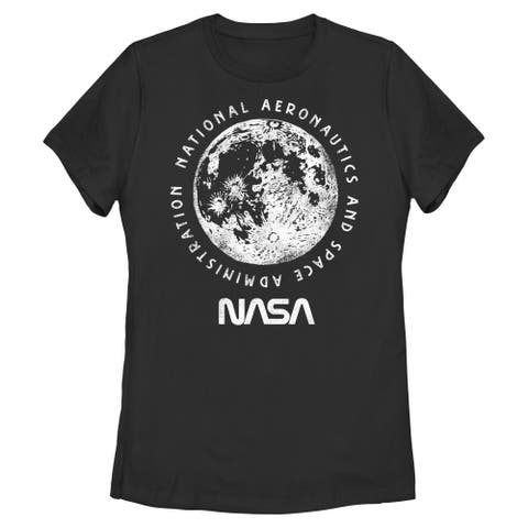 Junior's NASA Big Moon Distressed  Graphic T-Shirt