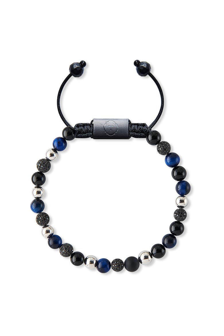 Zirconia Tiger Eye and Onyx Beaded Bracelet, Main, color, Onyx
