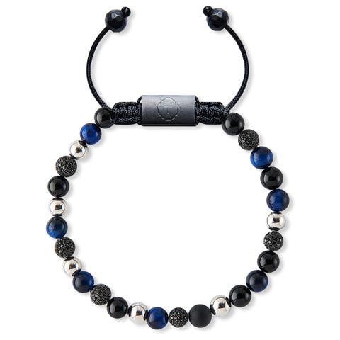 Zirconia Tiger Eye and Onyx Beaded Bracelet