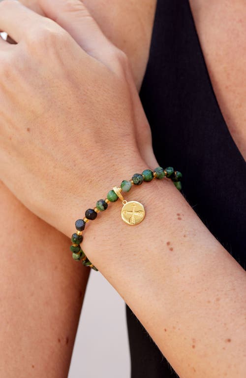 Savvy Cie Jewels Beaded Stretch Pendant Bracelet In Gold