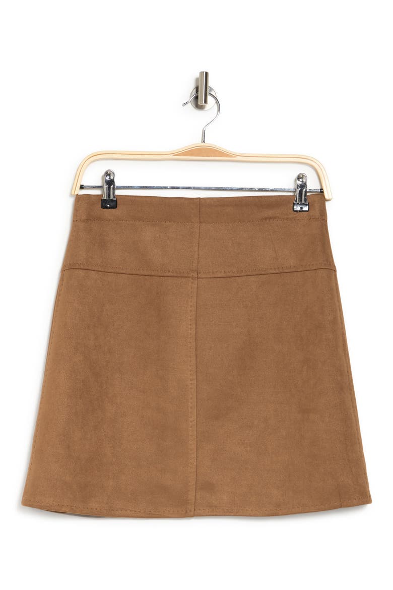 Faux Suede A-Line Miniskirt, Alternate, color, VICUNA