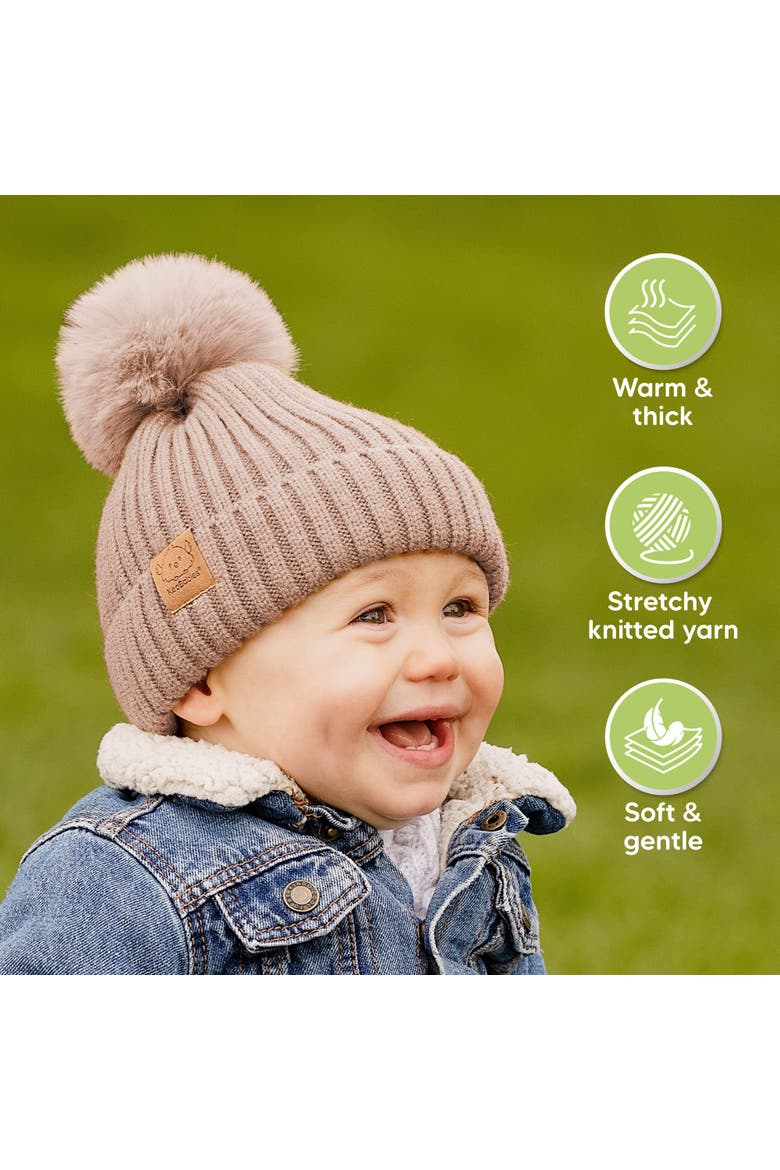 2-Pack Pom Knitted Beanie, Alternate, color, Fawn