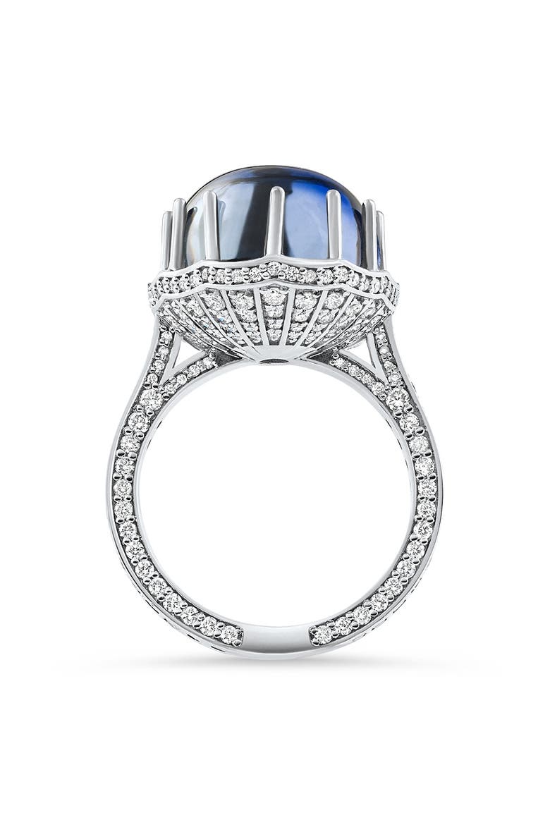 22.70Ct Ceylon Star Sapphire Diamond Heirloom Ring 14k Gold Lab Grown, Alternate, color, 14k White Gold