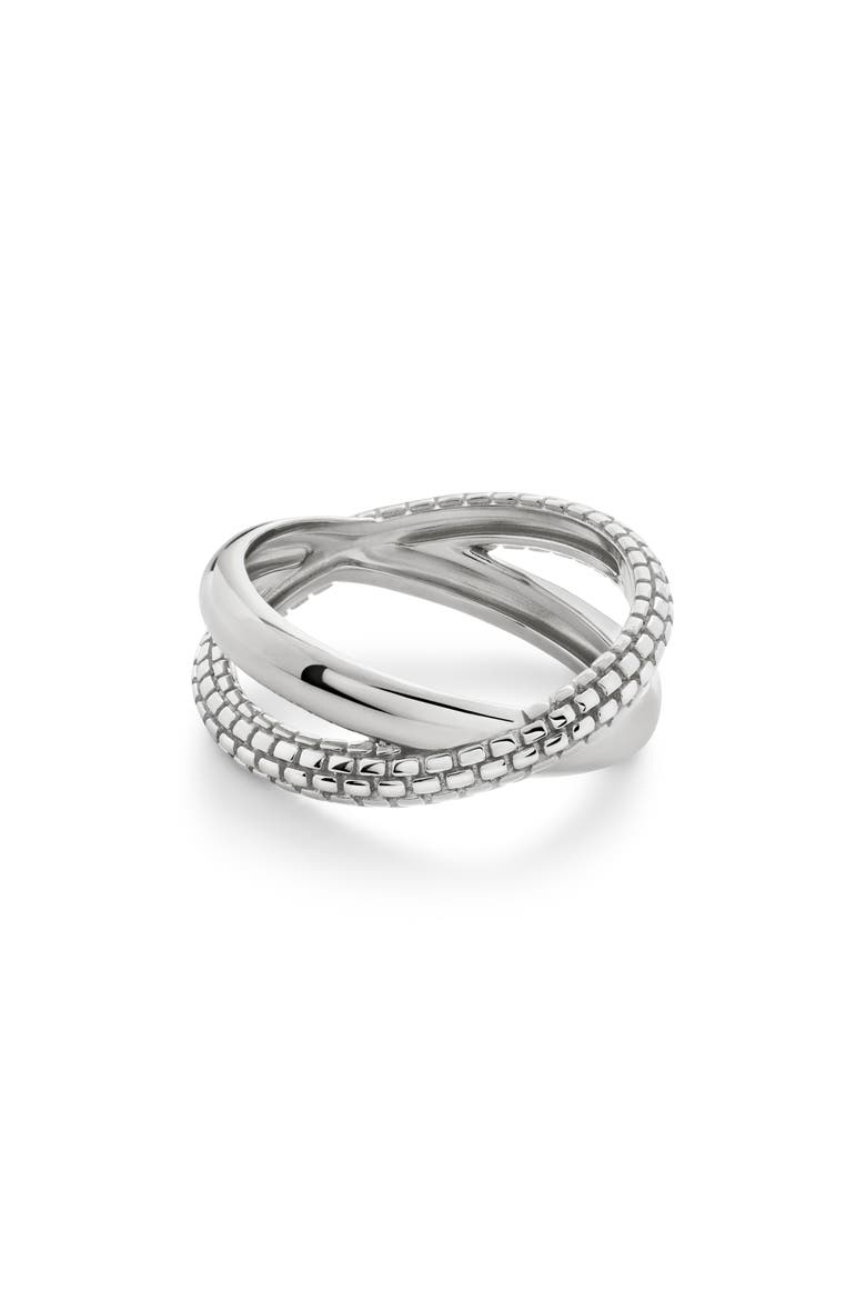 Heirloom Crossover Ring, Main, color, STERLING SILVER