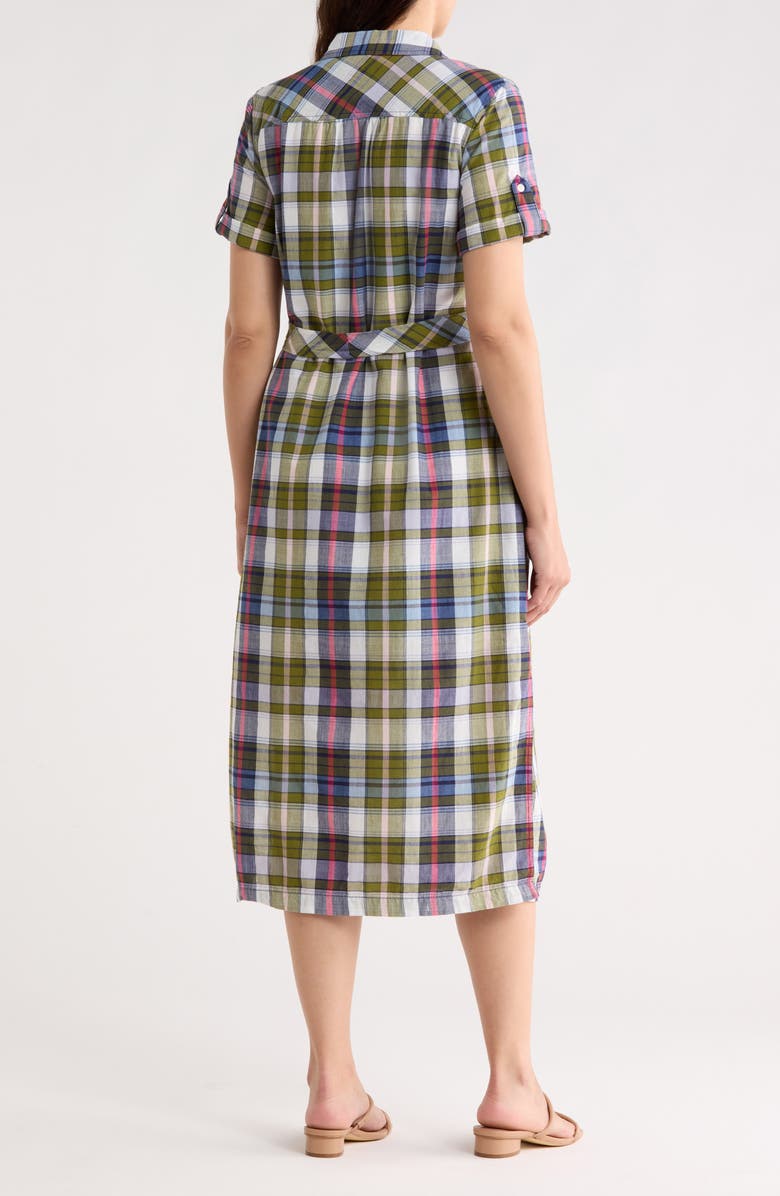 Tommy Bahama Maui Madras Short Sleeve Cotton Midi Shirtdress, Alternate, color, Palm Frond