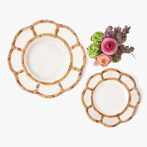 Petal Wooden Ceramic Starter Plate