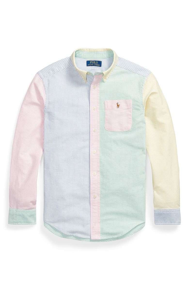Polo Ralph Lauren Kids' Stripe Cotton Button-Down Oxford Shirt, Main, color, Uni Stripe Fun Shirt