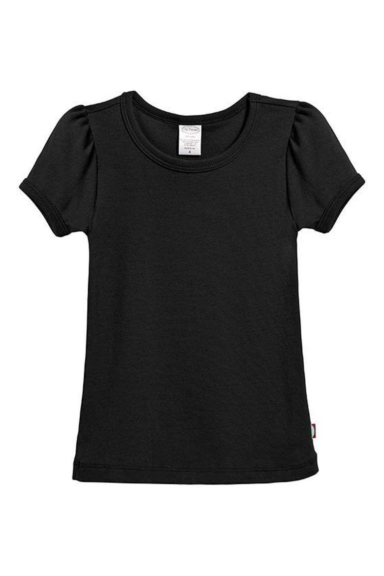 Girls 100% Cotton Short Sleeve Puff Classic Fit Tee, Alternate, color, Black