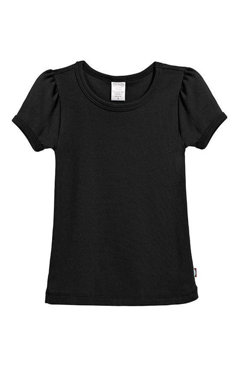 CITY THREADS Girls 100% Cotton Short Sleeve Puff Classic Fit Tee, Alternate, color, Black