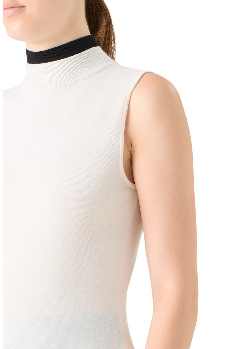 Sleeveless Mock Neck Virgin Wool Sweater, Alternate, color, CREAM-BLACK
