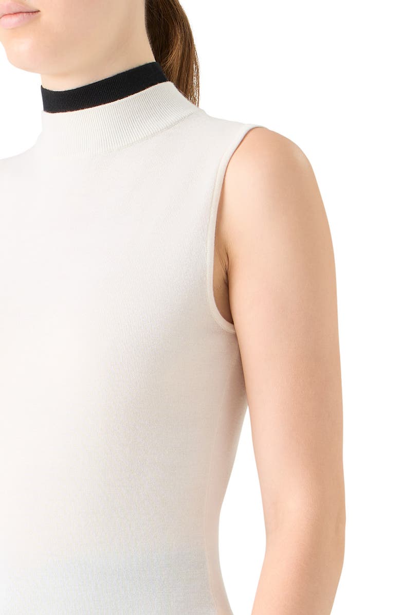 Akris punto Sleeveless Mock Neck Virgin Wool Sweater, Alternate, color, Cream-Black