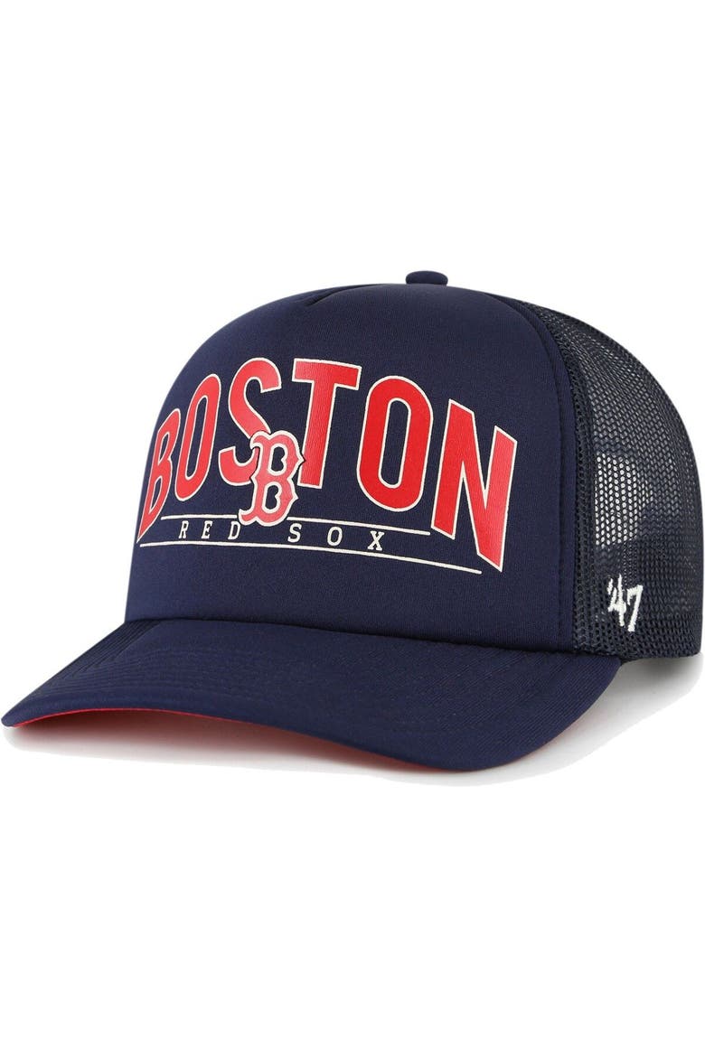 Men's '47 Navy Boston Red Sox Backhaul Foam Trucker Snapback Hat, Main, color, Navy