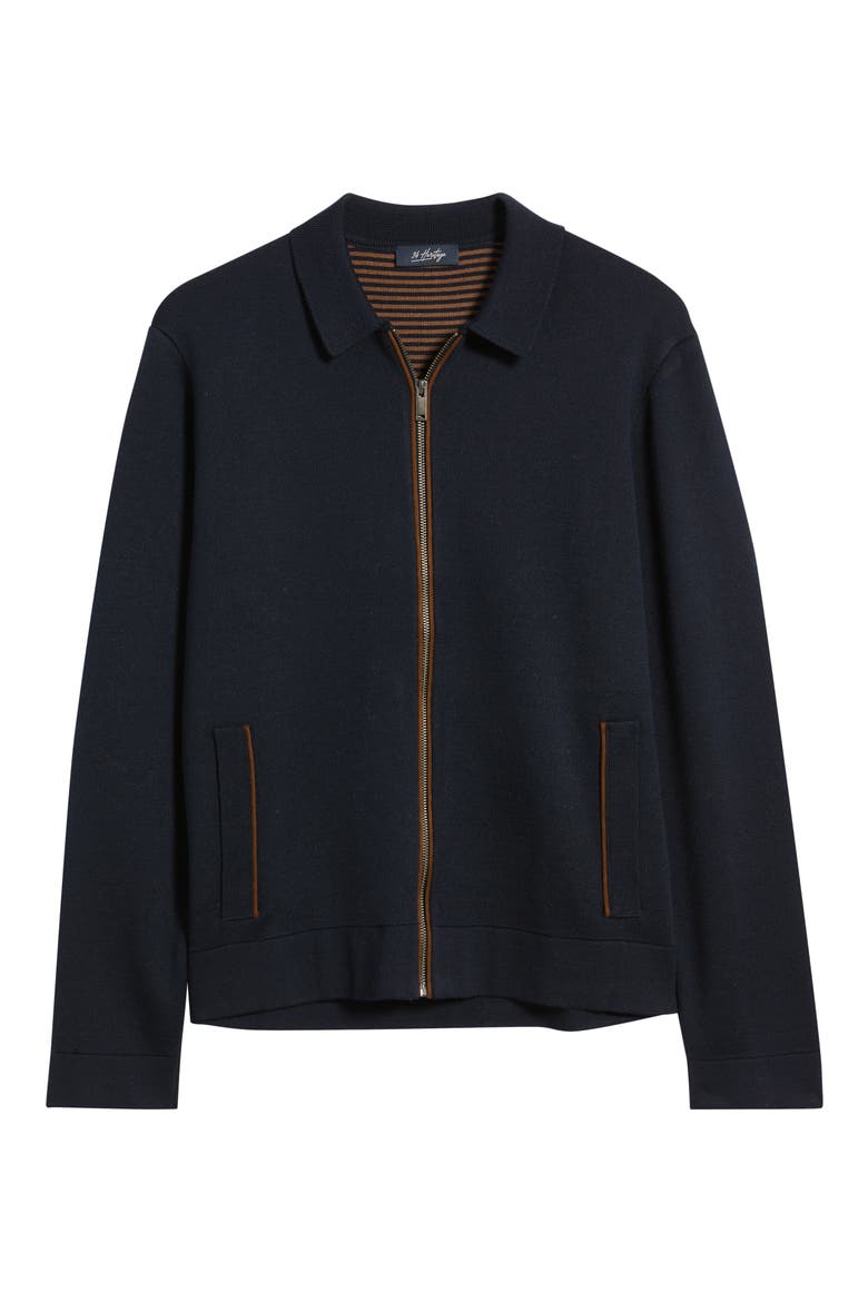 Collared Zip-Up Cardigan, Alternate, color, NAVY