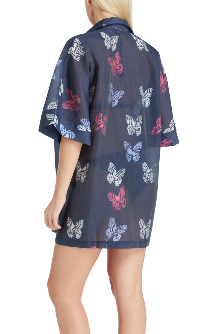 Sydney Printed Cover-up Shirtdress, Alternate, color, Navy blue
