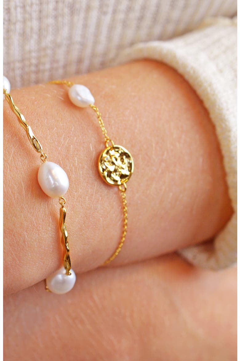 Coco Diamond Bracelet |  2 natural diamonds - 1 freshwater pearl | 925 Sterling Silver | Bracelet on Chain | 6.1 - 6.5 - 6.9 in | Yellow 18k-Gold Plated, Alternate, color, Yellow 18k Gold Plated