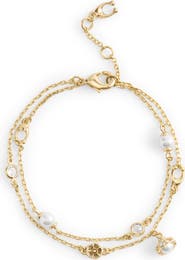 COACH Pearl Charm Multi Strand Bracelet
