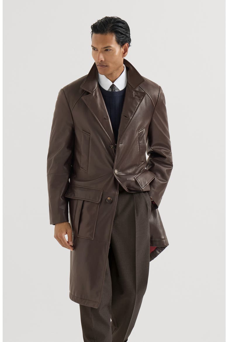 Nappa leather overcoat with Thermore® padding, Main, color, Brown