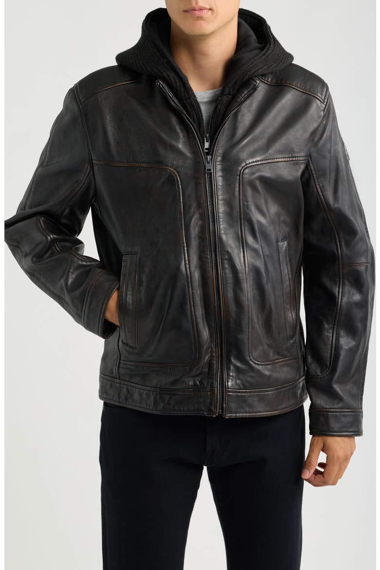Chonky UF Leather Jacket, Alternate, color, VINTAGE BLACK