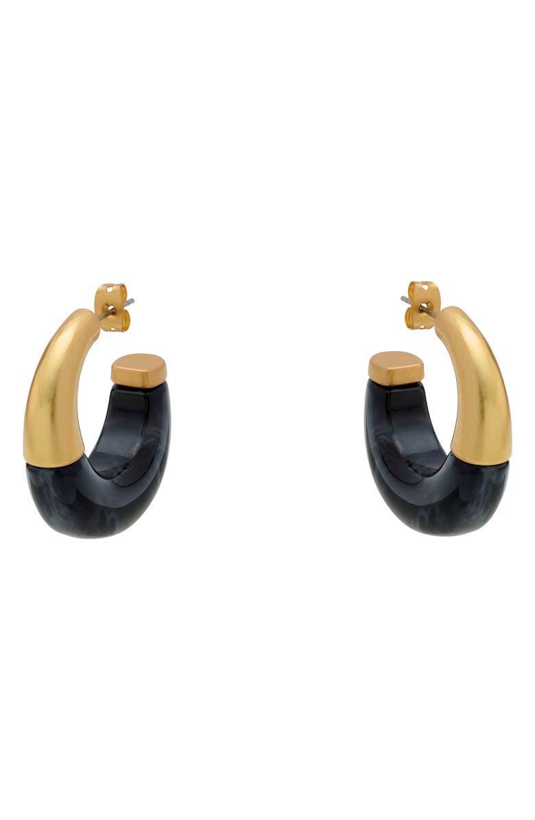 Reiss Samira Scoop Hoop Earrings, Main, color, Gold Tone / Black Marble