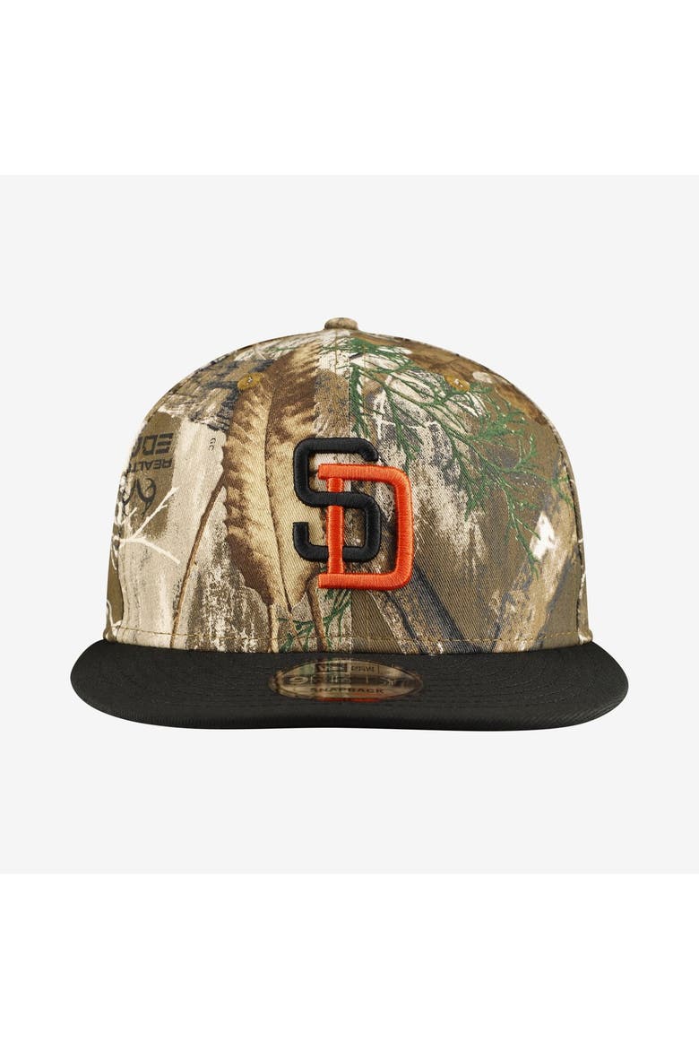 Men's New Era Camo San Diego Padres Realtree Orange Pop 9FIFTY Snapback Hat, Alternate, color, Camo