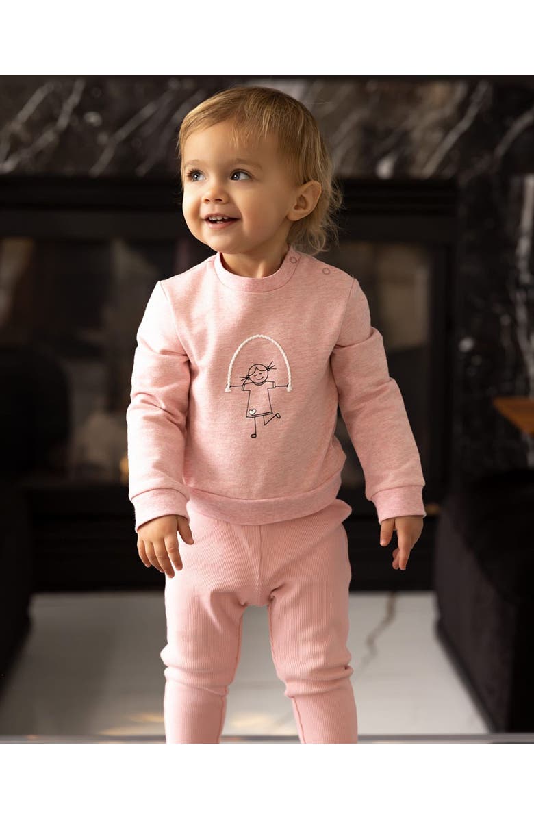 MiniMoi Catch Me If You Can, I'm Jumping Cotton Legging Set, Alternate, color, Rose Pink