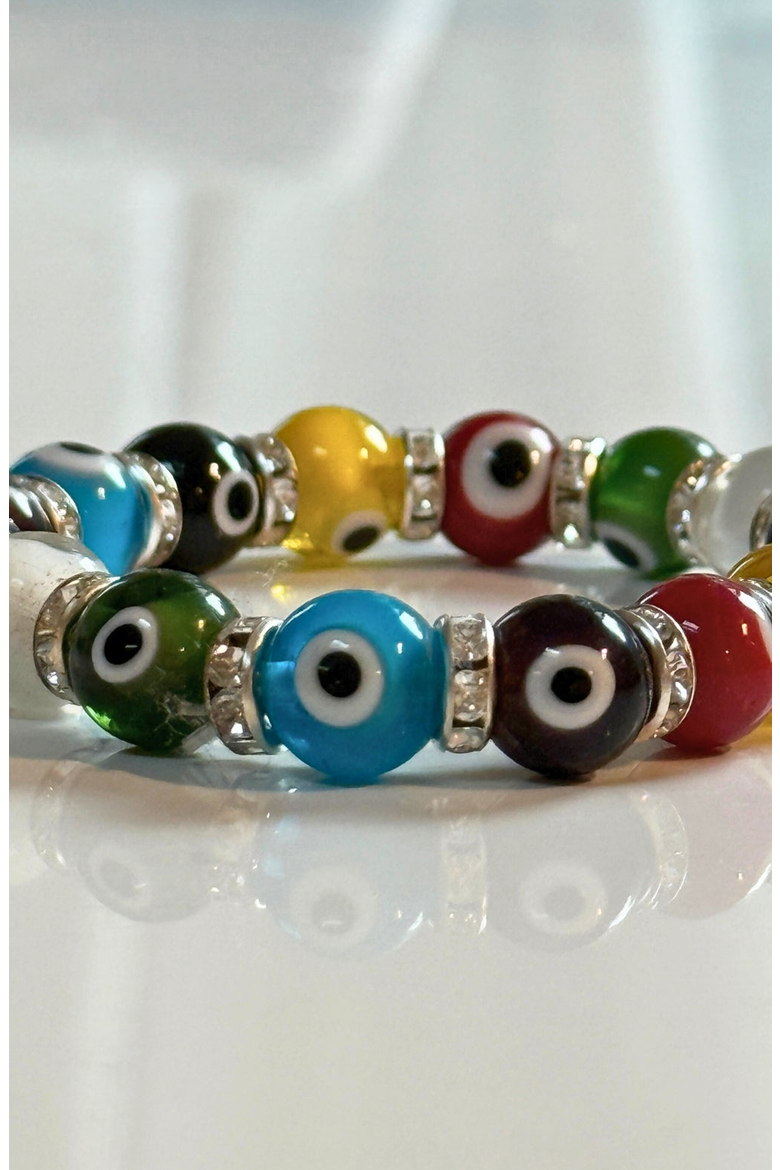 Evil Eye Beaded Bracelet, Alternate, color, Multi-Colored