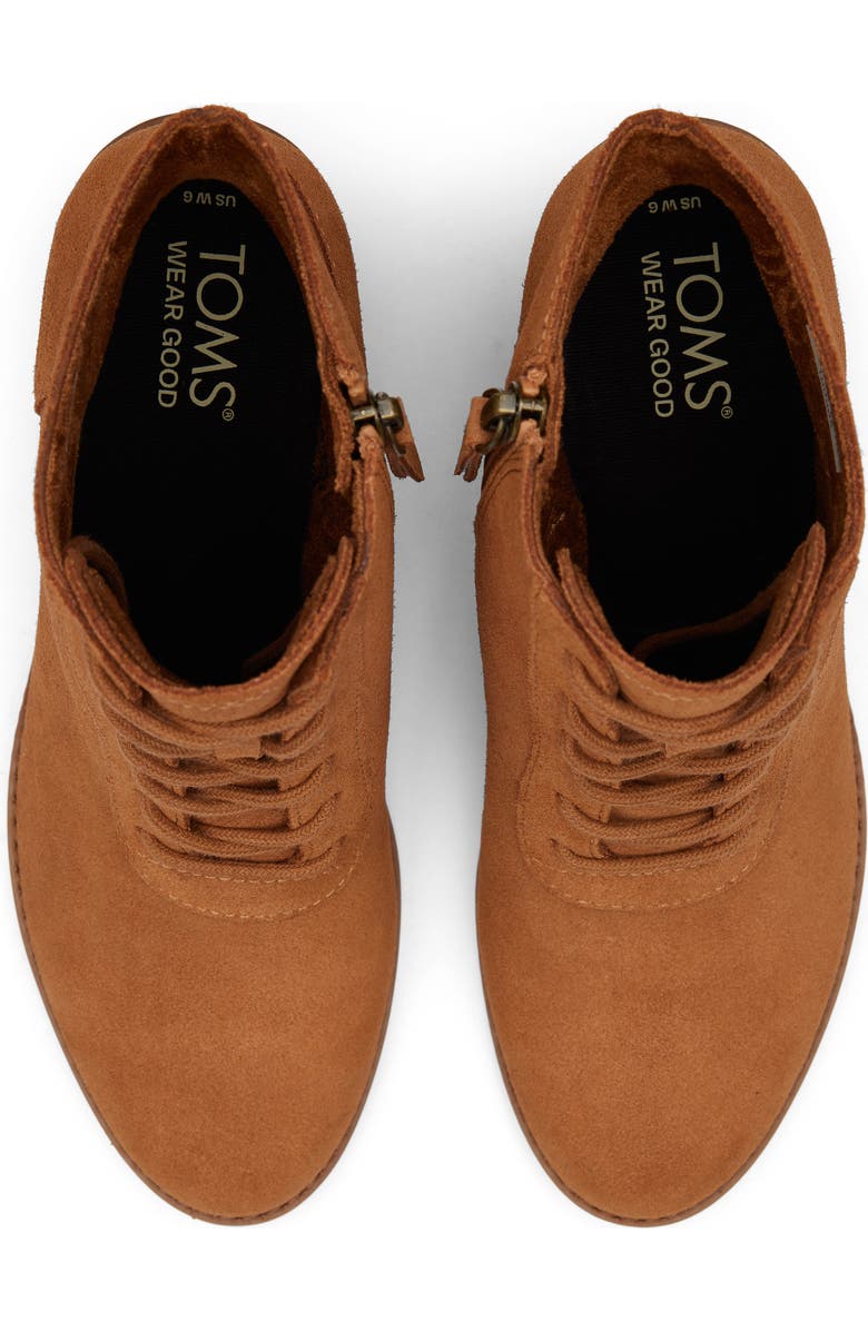 TOMS Evelyn Lace-Up Bootie, Alternate, color, Brown