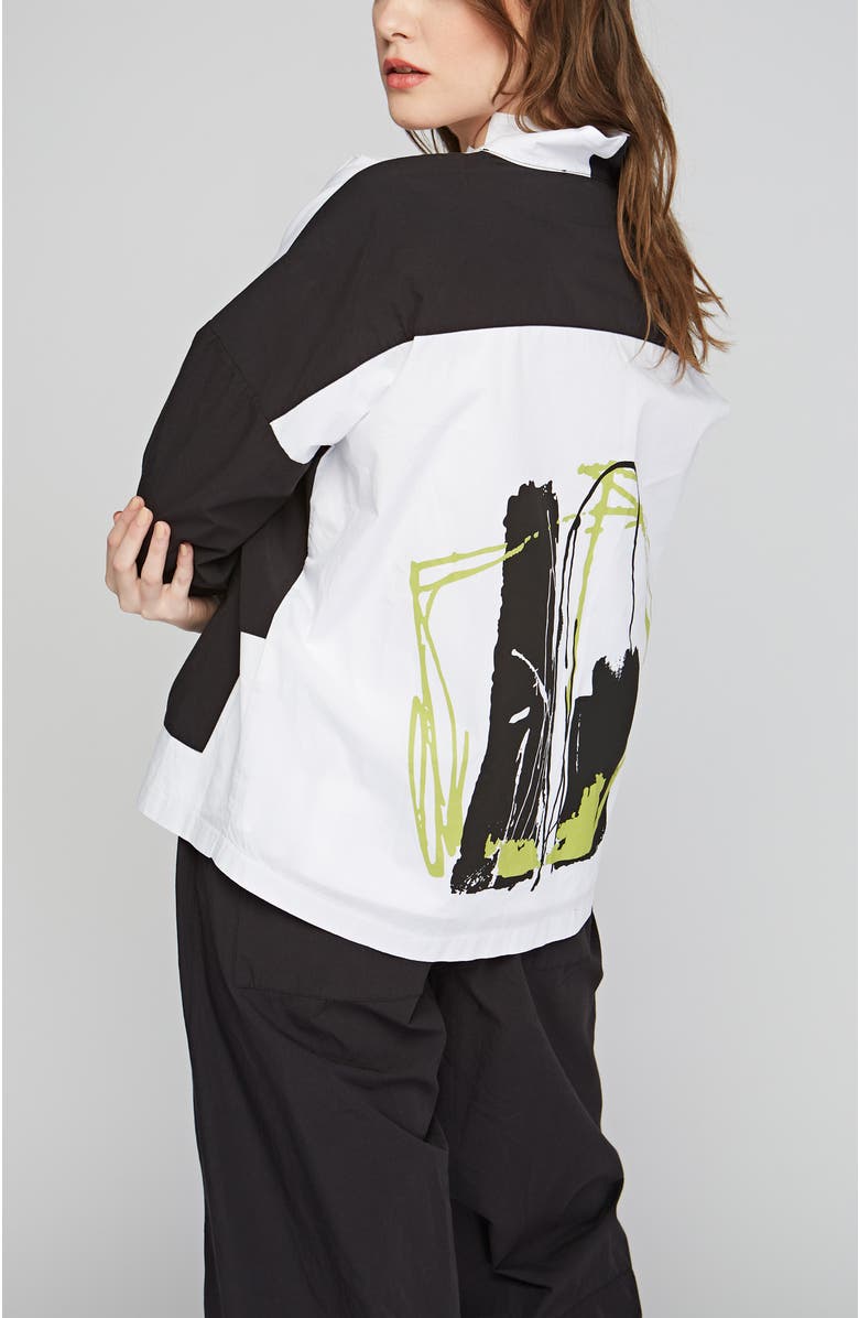 LUUKAA Thessaly Poplin Jacket with Horizontal Coupes, Alternate, color, Black