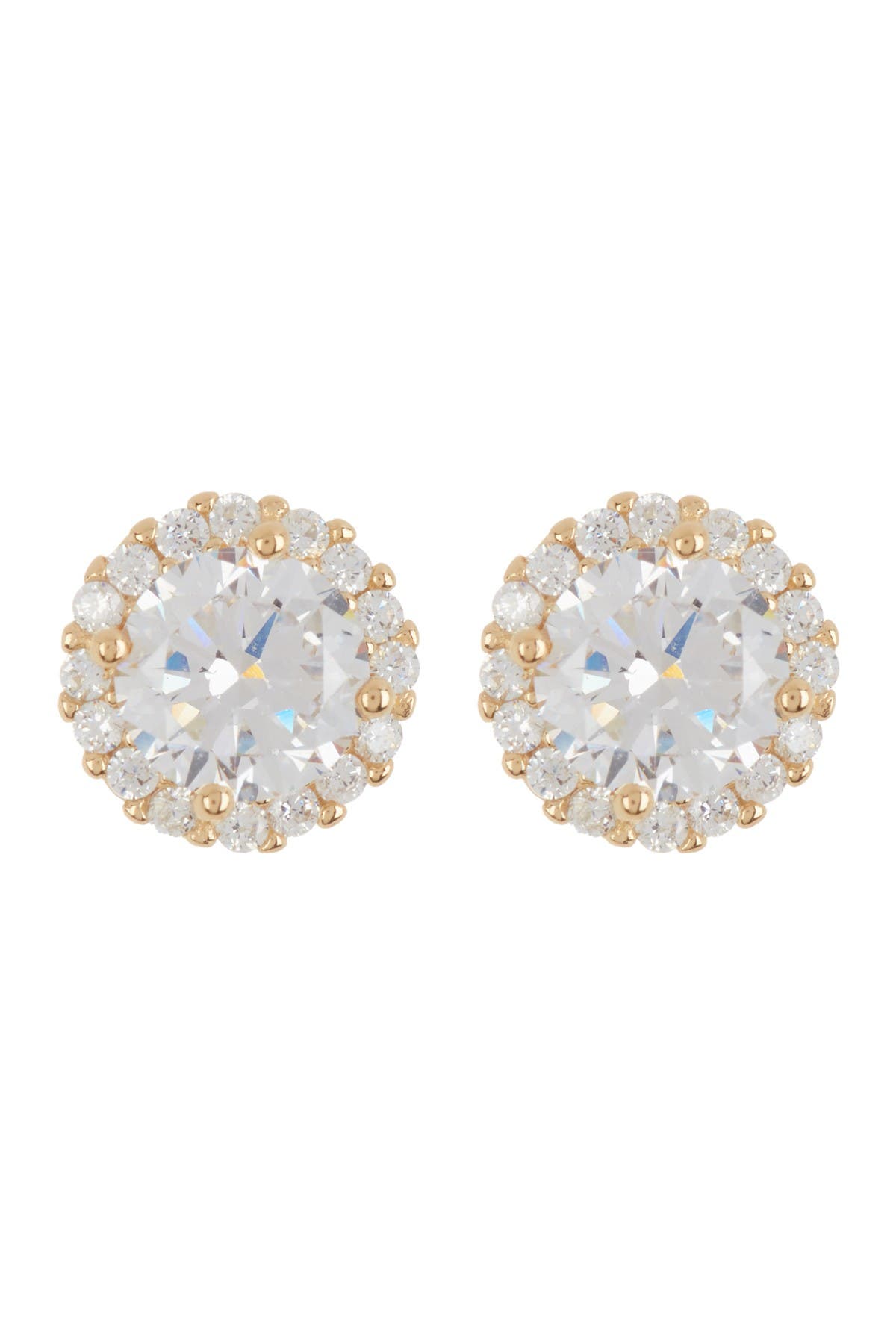 Adornia 14K Yellow Gold Plated Swarovski Crystal Halo Stud Earrings