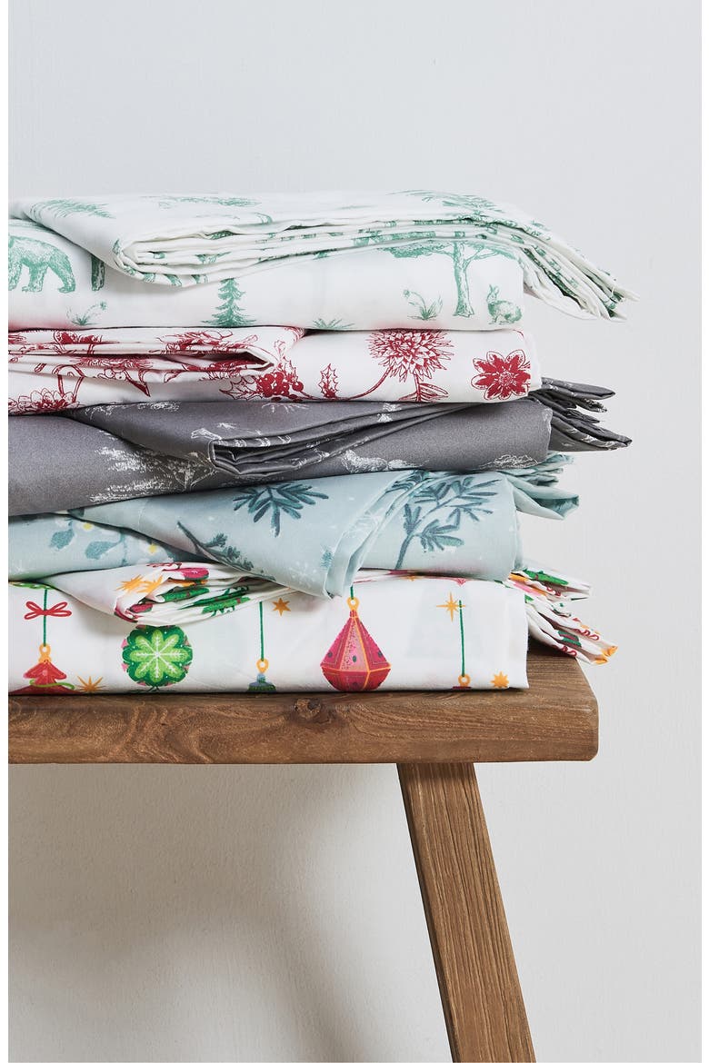 Print Microfiber Sheet Set, Alternate, color, TWINKLING ORNAMENTS