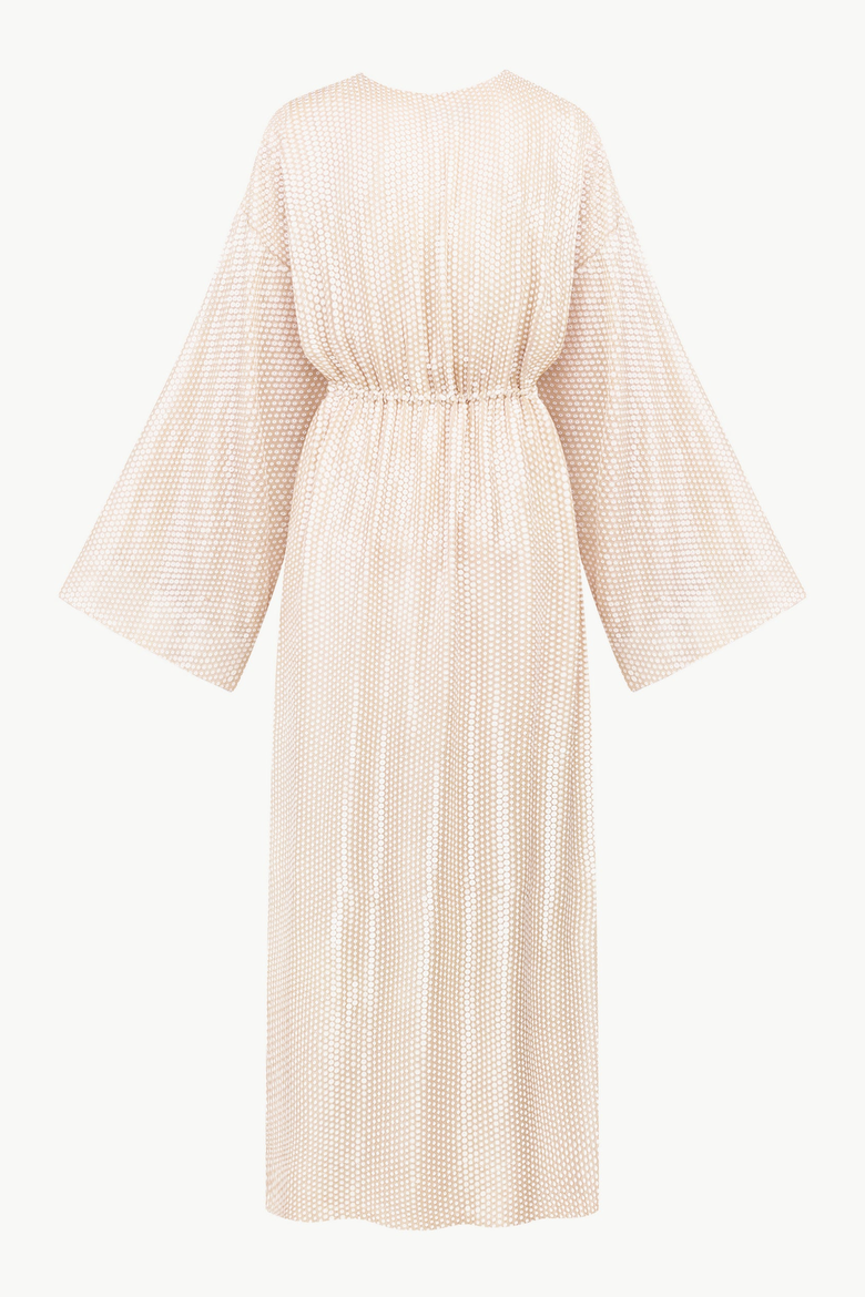 Sequin Cape With Floral Tassel Tie Waist, Alternate, color, Beige